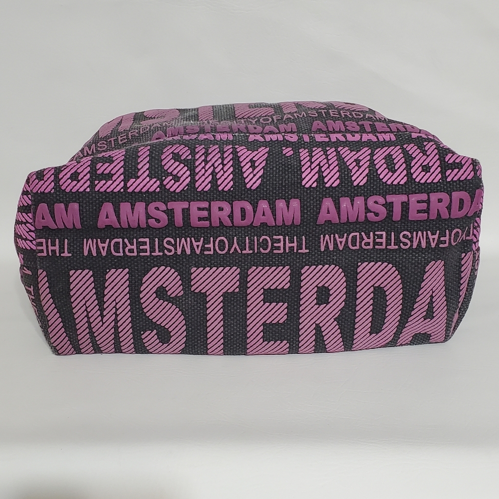Robin Ruth Amsterdam Text Print Purple and Pink Women's Hobo Bag 100% Cotton - Picture 5 of 10